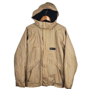 Men's Burton Dryride Snowboard Jacket. Tan w/ white pinstripes. SMALL